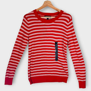 BANANA REPUBLIC Forever Sweater Womens SMALL Red Stripe Nautical Preppy NEW
